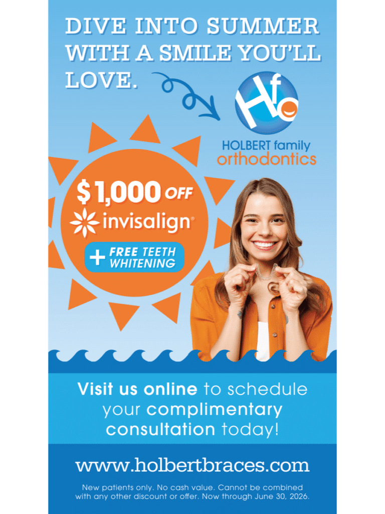 Holbert-family-orthodontics-invisalign-offer (1) Holbert family orthodontics summer invisalign offer with $1,000 off invisalign and free teeth whitening in richmond and new kent, va.